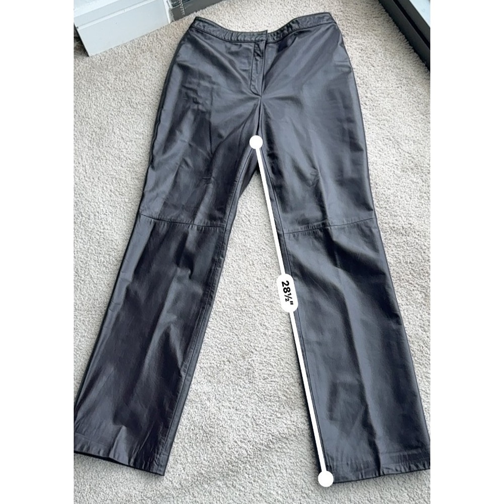 Vintage Y2K Brown Leather Pants Womens 6 Straight Leg Minimalist Fall - Picture 8 of 11